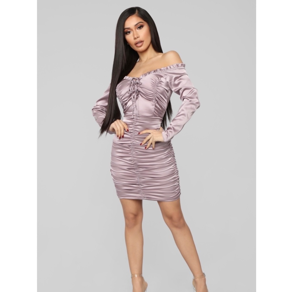 Shoulder Mini Dress - Mauve